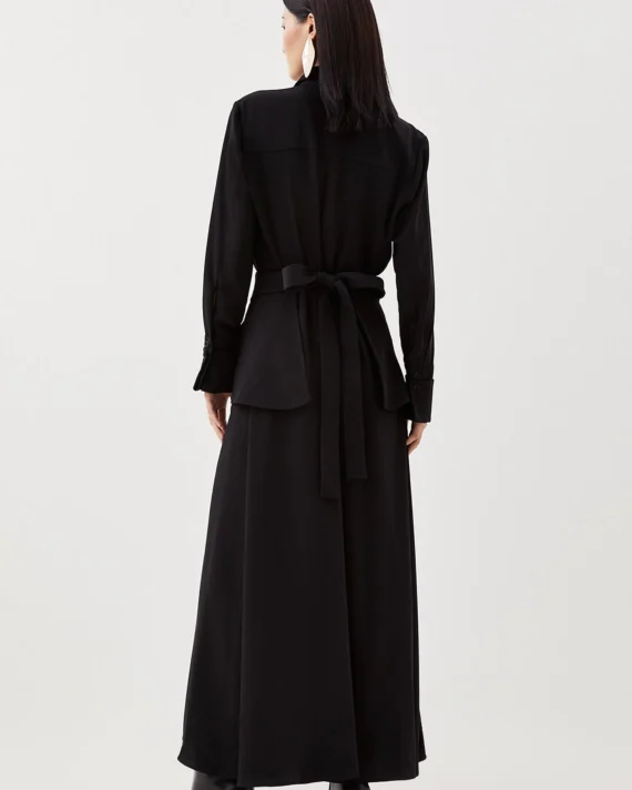 Soft Tailored Belted Maxi Shirt Dress