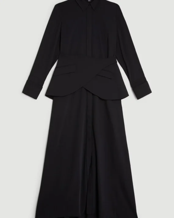 Soft Tailored Belted Maxi Shirt Dress
